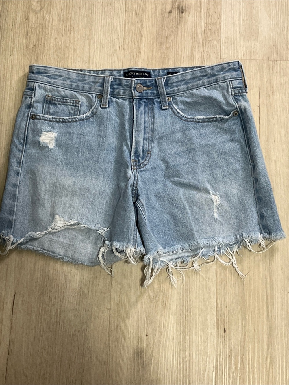 Lucky Brand boyfriend Light Blue Distressed Denim Shorts
